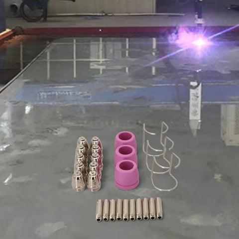 Pro Grade Plasma Cutter Consumables Kit 26 Pieces with nozzles, electrodes, tips and brackets for LTP5000D use