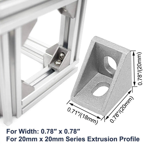 20 Sets 2020 Aluminum Extrusion T Slot Corner Brackets Kit with 40 M5 Bolts Nuts and 40 T Slot Nuts for 20x20 2040 80x20 Aluminum Rails