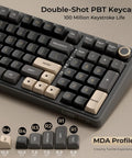 NinetySix Wired Mechanical Keyboard With GasketFrame HotSwappable PreLubed Linear Switches Mda Pbt Keycaps top view showing double-shot PBT keycaps and layout