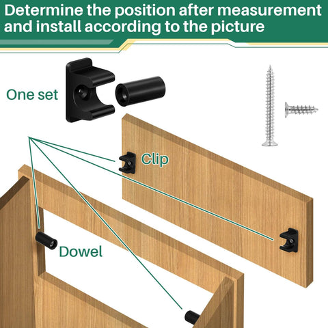 False Drawer Front Clips For Cabinets Replacement Hardware Kit Includes Screws Set Of 4 Pairs Waterproof Plastic Construction Ideal For Kitchen And Bathroom Cabinets Replacements And DIY Projects showing installation diagram.