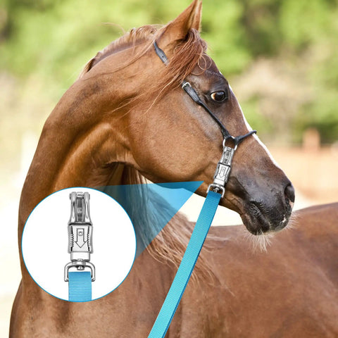 Horse wearing Heavy Duty Nylon Horse Cross Ties With Panic Snap And Bull Snap Built Tough Adjustable 45.2 To 78.7 Inches