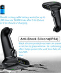 Wireless Barcode Scanner 2 In 1 With 2.4GHz Wireless And USB 2.0 Wired Connection, handheld scanner with anti-shock silicone cover.