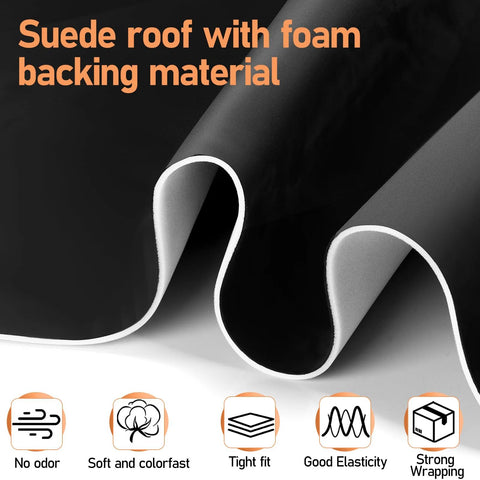 Dapuri suede headliner fabric, black, foam-backed for car interior, 98x60 in