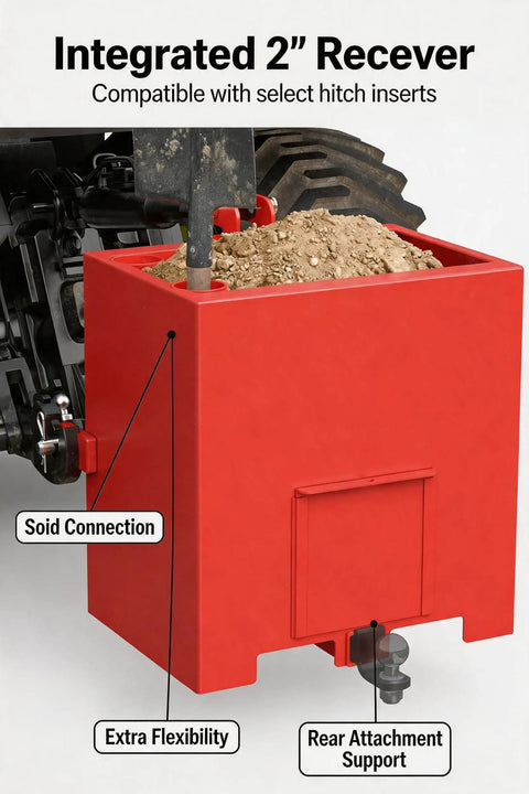 Beefy 800 Lb Tractor Ballast Box For Front Load Stability Category 1 3 Point Hitch Counterweight Storage With 2 Inch Receiver