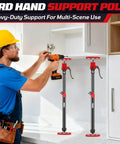 Worker installing cabinet using Cabinet Jacks And Heavy Duty Third Hand Tool, Adjustable Support Pole Extends From 23.6 To 45.3 Inches