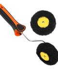 Drywall Corner Roller Set With Heavy Duty Frame and Dual Roller Heads Glides Over Inside and Outside Angles Spreads Joint Compound and Paint Like a Champ Seamless Finish Tool for Serious DIY Hustle No Fuss Job - close up of black dual roller heads