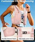 Reflective Hydration Vest With 500ml Soft Flask And Phone Holder Go To Lightweight Running Pack showing adjustable chest strap