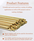 Brass Brazing Rod Set of Seven for Copper and Steel Welding, One Eighth Inch Diameter, Nine Point Four Four Inch Length rods