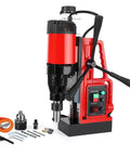 Heavy Duty 1550W Magnetic Drill Press With Variable Speed Up To 500 RPM, includes key accessories, for tough metal cutting.