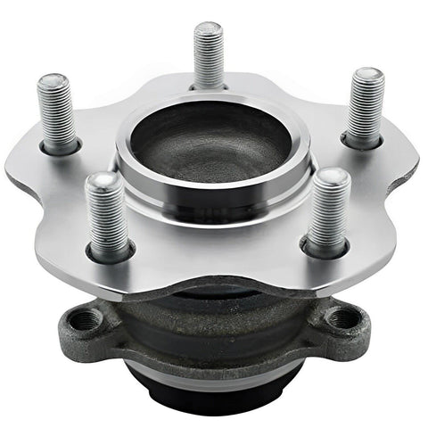 Front view of Rear Wheel Bearing Hub Assembly For Nissan Rogue And Rogue Sport FWD 2014 Through 2019 with 5 lug bolt pattern.