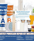 Porcelain Repair Kit With Two 50g Tubes, Waterproof Fiberglass Tile And Tub Repair Kit, Tough Non Toxic Ceramic Tile Repair Kit.