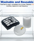 Two For Four Pack Vacuum Filters Replacement For Rotator Pro Lift-Away NV500 Series in a wash container displaying washability