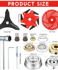 Six Steel Teeth Razor Trimmer Heads And Three Teeth Brush Cutter Blades Set With Weed Trimmer Attachments, size guide