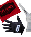 Must Have Gear Oil Kit For Polaris Rangers And RZRs with red rag, black glove, and white spout for easy maintenance.