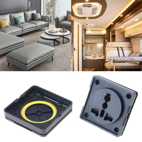 Rugged 10A Weatherproof Outdoor Power Outlet With Secure Cover For Caravans And RV Campers, heat resistant nylon socket in black.