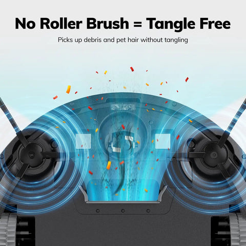 V2 Robot Vacuum Cleaner With Tangle Free Suction And Ultra Slim Two Point Nine Nine Inch Profile 120 Minute Runtime Self Charging Design Ideal For Pet Hair And Hard Floors