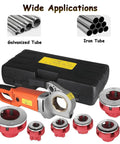 Qiokoith Heavy Duty Electric Pipe Threader 2300w With Six Changeable Dies From Half To Two Inches in sturdy case with multiple dies.