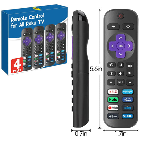 4 Pack Replacement Remote For Roku TV No Setup Required Plug And Play Backup Remote Works With TCL Hisense Onn Sharp Philips Westinghouse