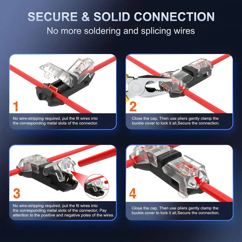 Step-by-step guide using T Tap Wire Splice Connectors For 16 To 20 AWG No Stripping Quick Solderless Splitter 3 Way 1 Pin