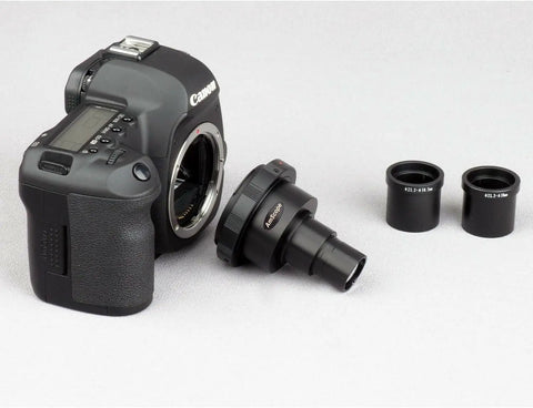 Camera Adapter For Microscopes SLR III 2X Magnification Metal T Mount 23.2mm with Canon DSLR and adapters