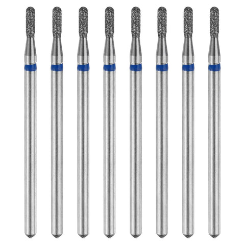 8 Pack Diamond Grinding Bits Set 120-140 Grit Cylindrical Ball Head 1.8mm Shank 2.35mm 5mm Head 45mm Total Length For Ceramic Glass Nails Polishing And Sanding Rotary Tool Drill Bits