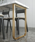 Rock Solid Industrial Metal Table Legs Two Pack Heavy Duty Square Tube Replacement Furniture Supports With Built Tough Adjustable Foot Pads For Dining Coffee Kitchen Tables, gold leg under marble table.