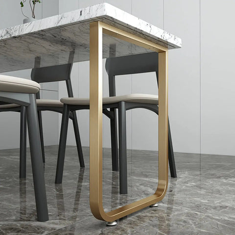 Rock Solid Industrial Metal Table Legs Two Pack Heavy Duty Square Tube Replacement Furniture Supports With Built Tough Adjustable Foot Pads For Dining Coffee Kitchen Tables, gold leg under marble table.
