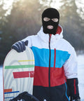 Person wearing a Three Hole Full Face Balaclava Gaiter For Outdoor Sports And Cycling Knit Ski Mask With Sun Protection Black Medium