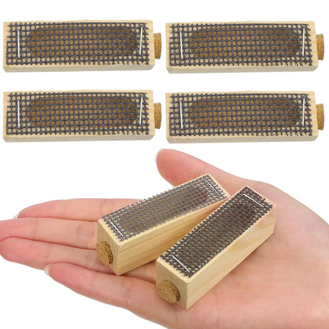 Five Pack Wooden Queen Cages For Beekeeping, Breathable Rearing Protector Cages With Metal Mesh And Corks in a hand