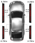 Top view of RAM 1500 Door Sill Guards Set With Carbon Fiber Leather Protectors Red For Dodge RAM 1500 showing dimensions.
