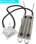 CVT Transmission Oil Cooler With O Rings For Nissan Altima Maxima Murano Pathfinder Quest Rogue 2.5L And 3.5L Engines Direct Replacement Aluminum Upgrade To Stay Cool And Keep Gears Safe, showing aluminum cooler with pipes and installation parts.