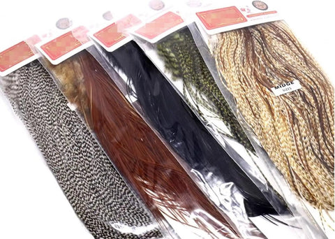 Ten Pack Hand Selected Whiting Bronze Rooster Saddle Fly Tying Feathers In Five Colors For Midge And Dry Fly Hackle Pro Grade