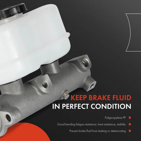 Brake Master Cylinder With Reservoir And Cap For Ford Excursion 2000 2005 And F Series Super Duty Trucks Including F250 F350 F450 F550 1999 2004 Plus F53 1999 2000 2014 Replacement OE F81Z2140EA M390530 3C3Z2140AB Built For Rugged Ford Trucks with visible polypropylene construction.