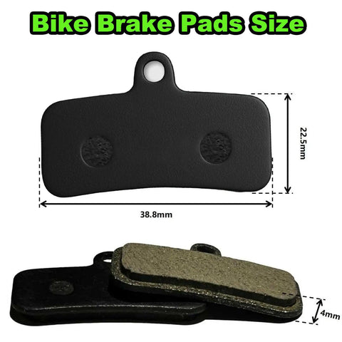 Beefy Semi-Metallic Disc Brake Pads For Mountain Bikes D02S D03S with dimensions shown, highlighting thickness and fit.