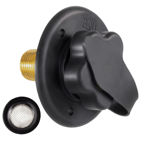 RV City Water Inlet With Brass Check Valve, Black Finish, Made In USA, Heavy Duty Construction, Secure Brass Pipe Threads For Leakproof City Water Fill And Reliable RV Hookups, black