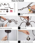 Step-by-step guide to install Six Light Farmhouse Chandelier In Oil Rubbed Brown And White Finish For Dining Room Living Room Foyer And Entryway