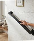Heavy Duty Carbon Steel Wall Mounted Stair Railing With Super Grippy Non Slip Handrail For Indoor Outdoor Steps And Hallways Straight Up Durable And No Fuss Setup in matte black finish.