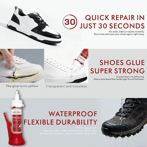 Thirty Second Rapid Shoe Glue For All Footwear Waterproof Clear Adhesive That Bonds Sneaks Boots Heels Leather Shoes In Seconds