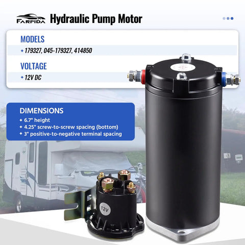 Heavy Duty Tough As Nails Hydraulic Pump Motor For Unidirectional RV Leveling Power Units With 12V DC Operation