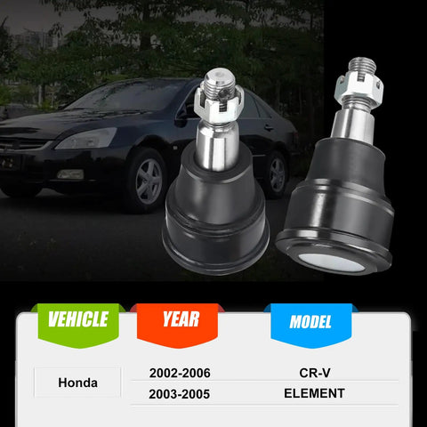 Front Lower Ball Joint Kit For 2002-2006 CR-V And 2003-2005 Element Includes 2 Ball Joints K80223 OE Part Number Fits Like OEM Installed No Fuss Direct Fit For Easy Install And Long Lasting Performance. Black metal front lower ball joints for Honda CR-V and Element fitment chart