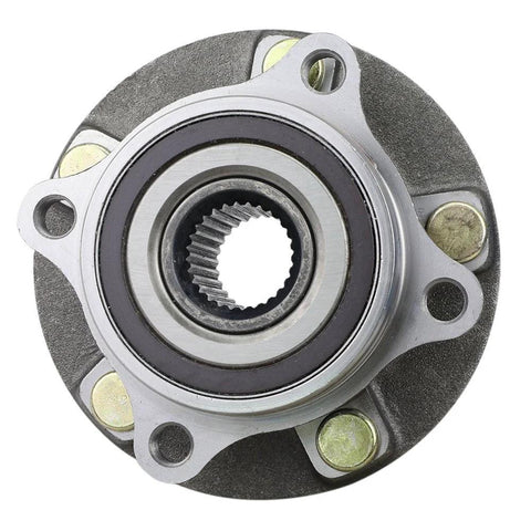 Pair Of Front Wheel Hub And Bearing Assemblies For 2008 2012 Mitsubishi Lancer Evolution AWD Dope Replacement With Durable Precision Bearings For Front Wheels Fits Left And Right Side, showing a close-up of metal hub assembly.