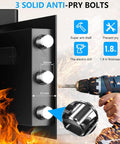 Three anti-pry bolts on Compact 1.3 Cu Ft Home Safe Box Fireproof And Waterproof With Digital Keypad Spare Keys Removable Shelf Anti Theft Security