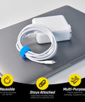 Self-Gripping Cable Ties Set, Multi-Color 40 Pack, Reusable Hook And Loop Cable Wraps, cord managed on laptop
