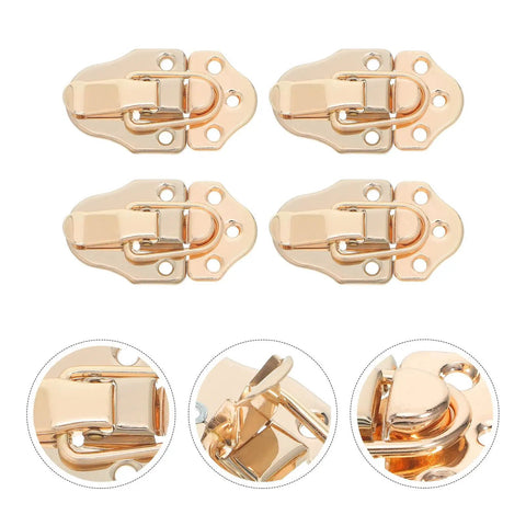 Vintage Golden Metal Box Toggle Latch With Padlock Hole Fits Wood Cases And Guitar Boxes Featuring Easy Install Duckbill Hasp for secure closure, pack of 4.