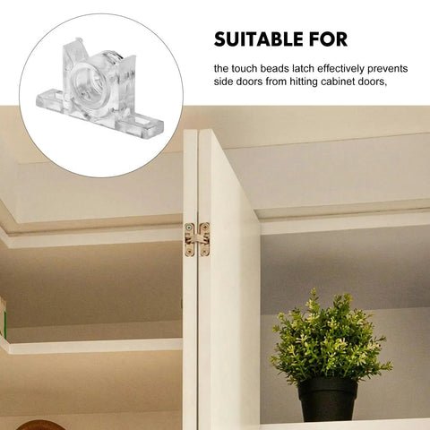 Open cabinet door with 10 Pack Cabinet Push To Open Latch With Touch Beads ABS And Metal Material, preventing collision