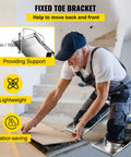 Person using Concrete Knee Board Sliders 28 X 8 Inch Pair With Stainless Steel Kneeboards on stairs for concrete finishing