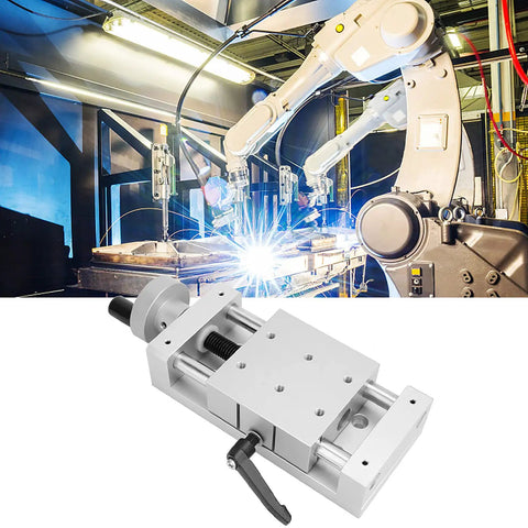 Linear Stage Actuator 50, 100, And 150 Mm Pro Grade Manual Metal Ball Screw Stage For Woodworking And Engraving Machines Spindle DIY CNC Router Parts 80x80mm Stroke 50mm with robotic welding scene and aluminum body