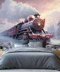 Steam Engine Train Wallpaper Mural For Living Room And Boys Room Removable Locomotive Wall Covering Retro Large Train Murals Christmas Theme Easy Install With Pre Cut Strips For Renters For Dope Home Decor
