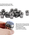 14Piece ER20 Spring Collet Set For CNC Milling Lathe Chuck Tools displayed with hand holding one collet