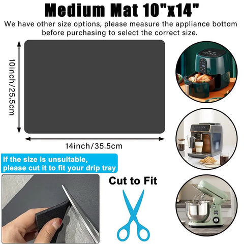 Medium 10x14 inch mat showing cut-to-fit design for 360 Degree Rotation Appliance Sliders Move Heavy Duty Kitchen Appliances